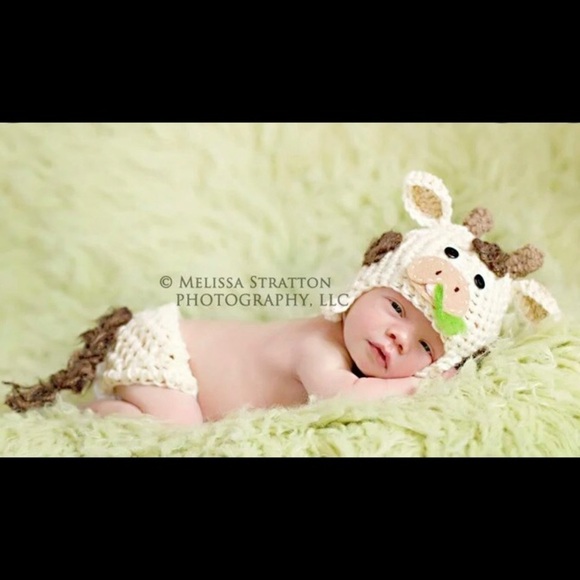 Other - CROCHETED cow costume NEW size 0 to 3 months
